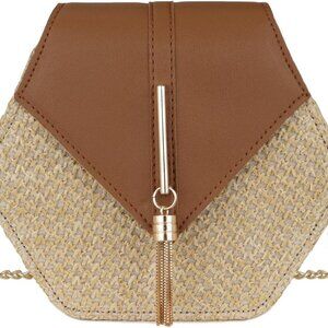 Straw Crossbody Bag for Women Cute Shoulder Handbag Summer Beach Bag Purse with